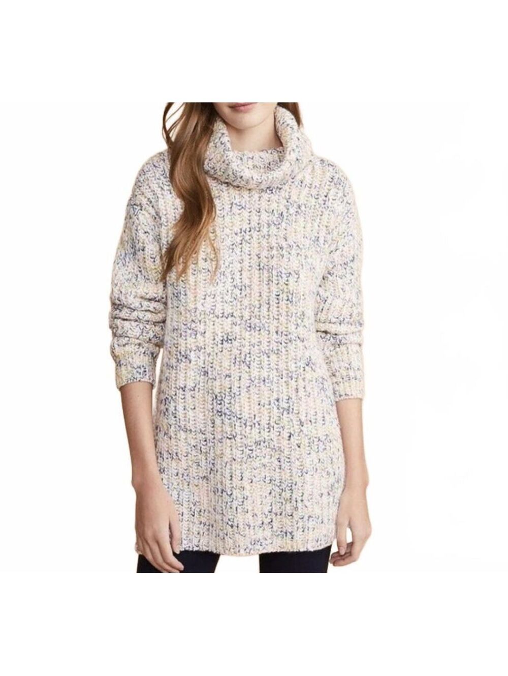 Lou & Grey Women's Large Rainbowmarl Tunic Sweater Turtle Neck NWT